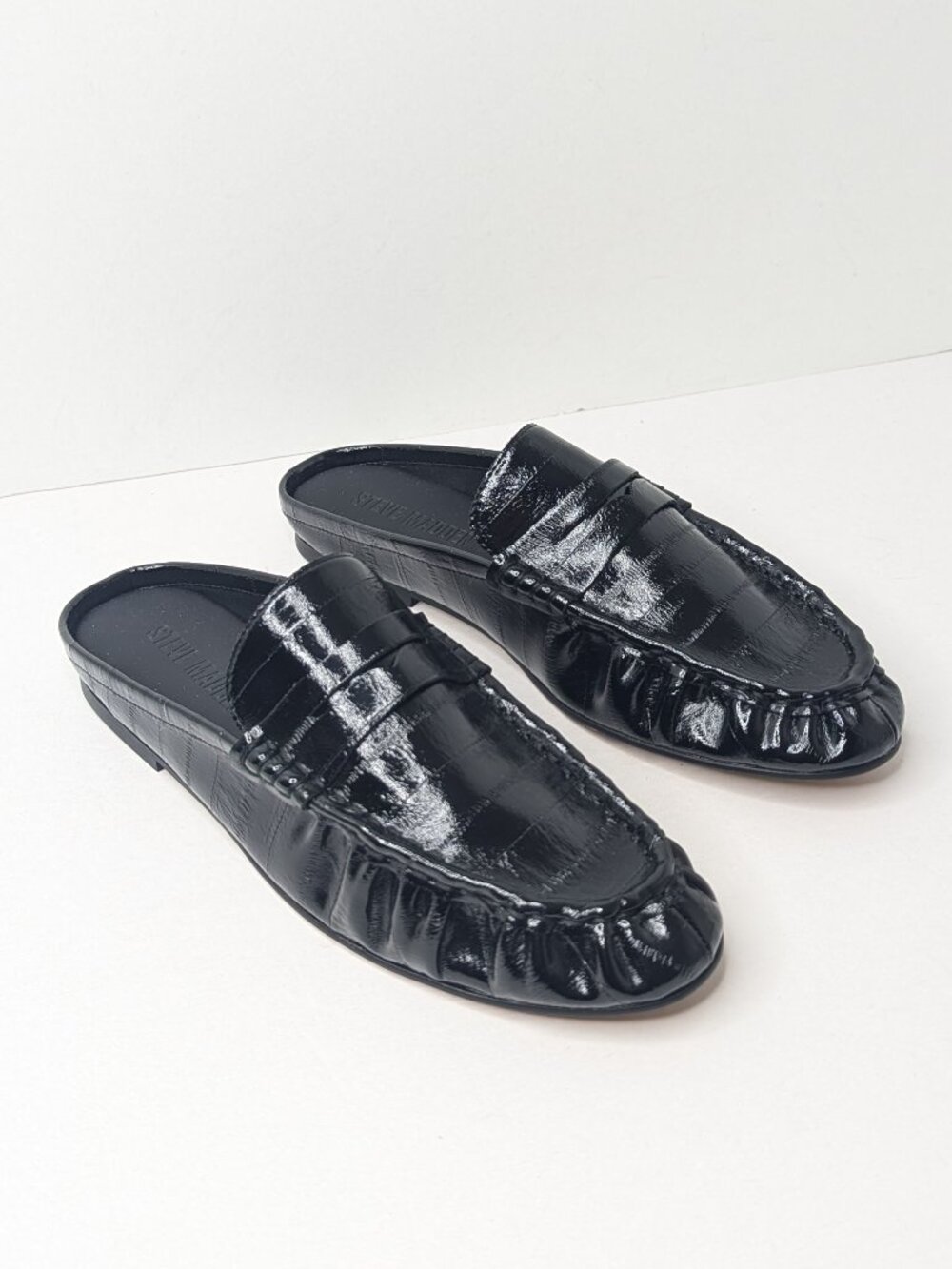 Steve Madden Rafe Slip-On Mule Loafers Black Leather Womens 8